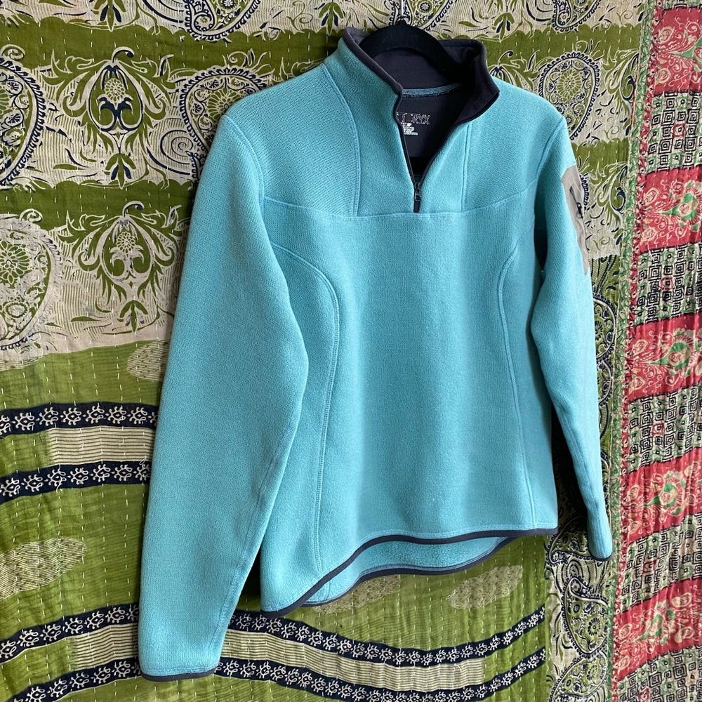 Arc'teryx Light Turquoise Quarter Zip Polartec Pullover Fleece Jacket Size M - Picture 6 of 14